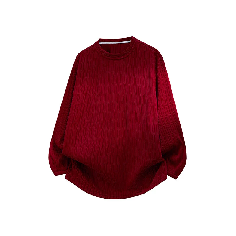 Unisex Oversize Strukturierter Rundhals-Pullover mit Ballonärmeln und abgerundetem Saum Drune