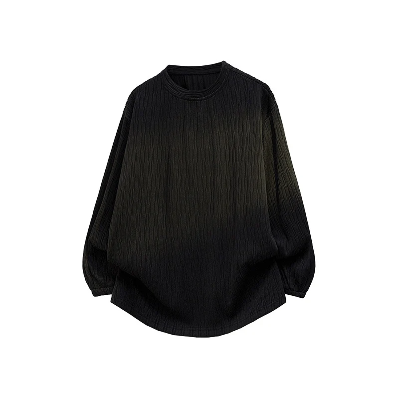 Unisex Oversize Strukturierter Rundhals-Pullover mit Ballonärmeln und abgerundetem Saum Drune