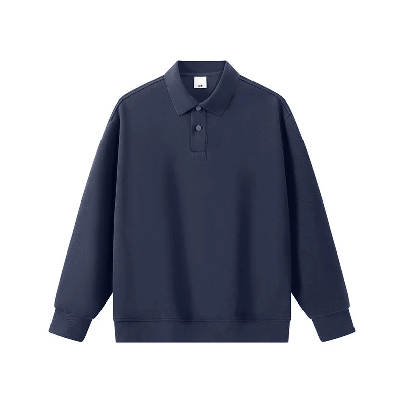 Unisex Oversize-Polo-Sweatshirt mit gerippten Bündchen und Knopfleiste Drune