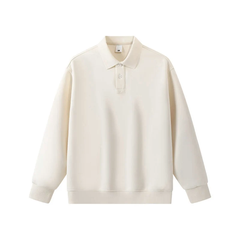 Unisex Oversize-Polo-Sweatshirt mit gerippten Bündchen und Knopfleiste Drune