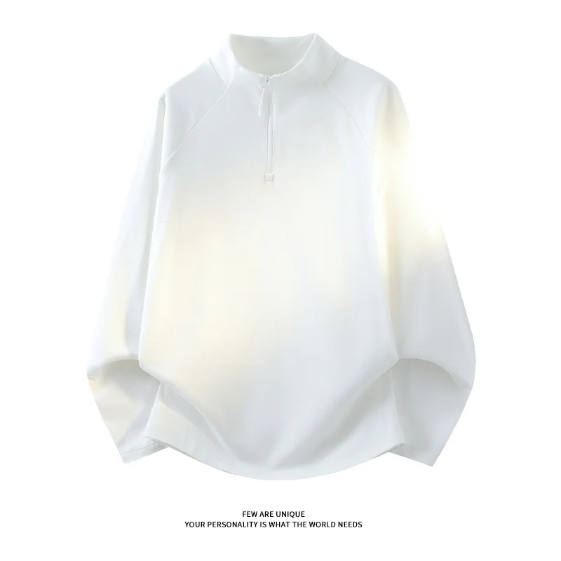 Unisex Oversize-Mockneck-Halbzip-Sweatshirt aus Mikrofleece mit abgerundetem Saum Drune