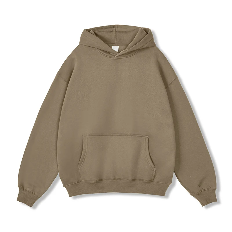 Unisex Oversize-Kapuzenpullover aus Baumwollmix mit Kängurutasche und gerippten Bündchen Drune