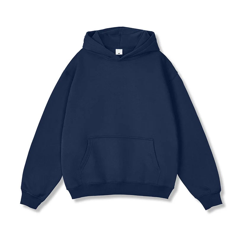 Unisex Oversize-Kapuzenpullover aus Baumwollmix mit Kängurutasche und gerippten Bündchen Drune