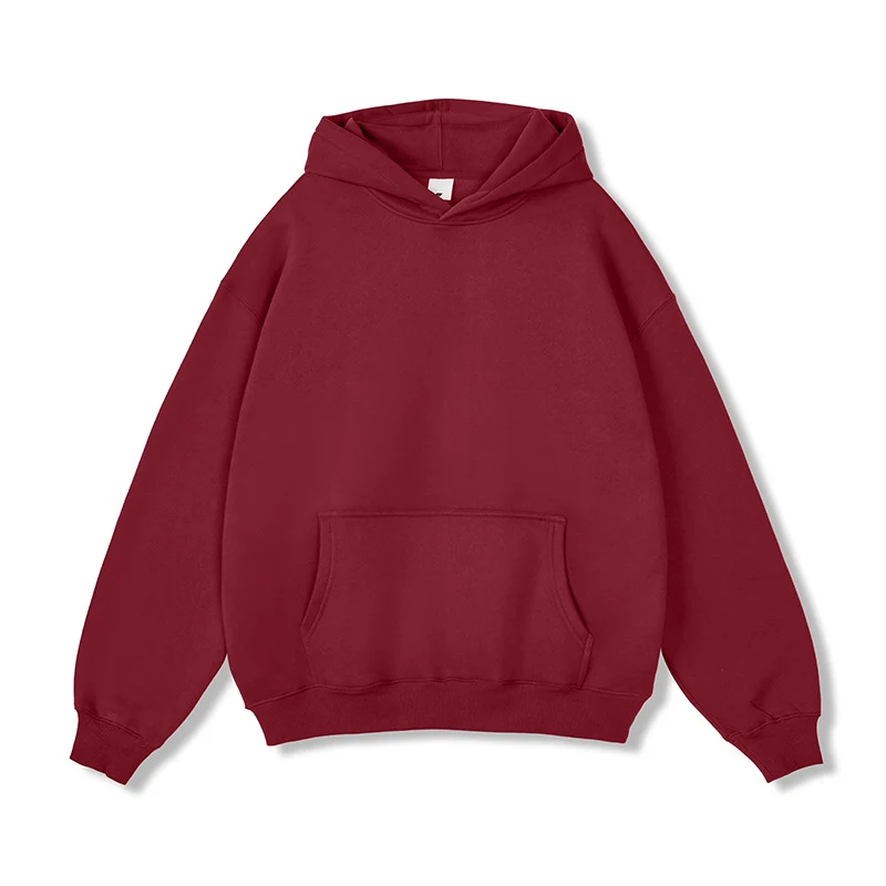 Unisex Oversize-Kapuzenpullover aus Baumwollmix mit Kängurutasche und gerippten Bündchen Drune