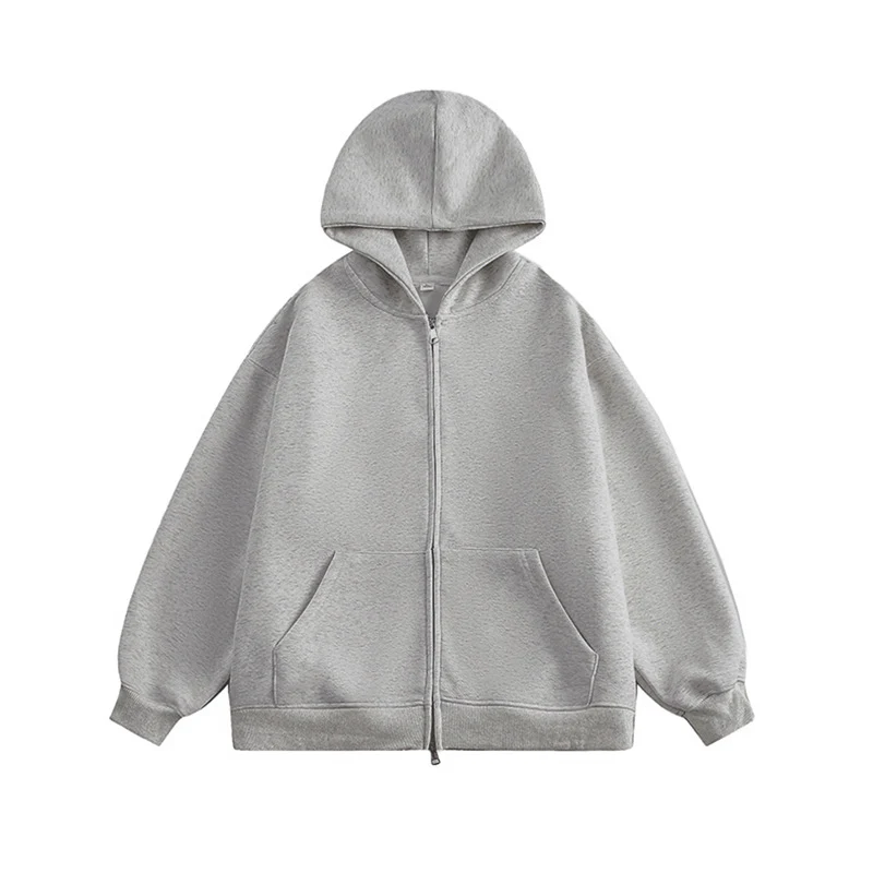 Unisex Oversize-Kapuzenjacke mit durchgehendem Reißverschluss und weichem Fleece-Innenfutter Drune