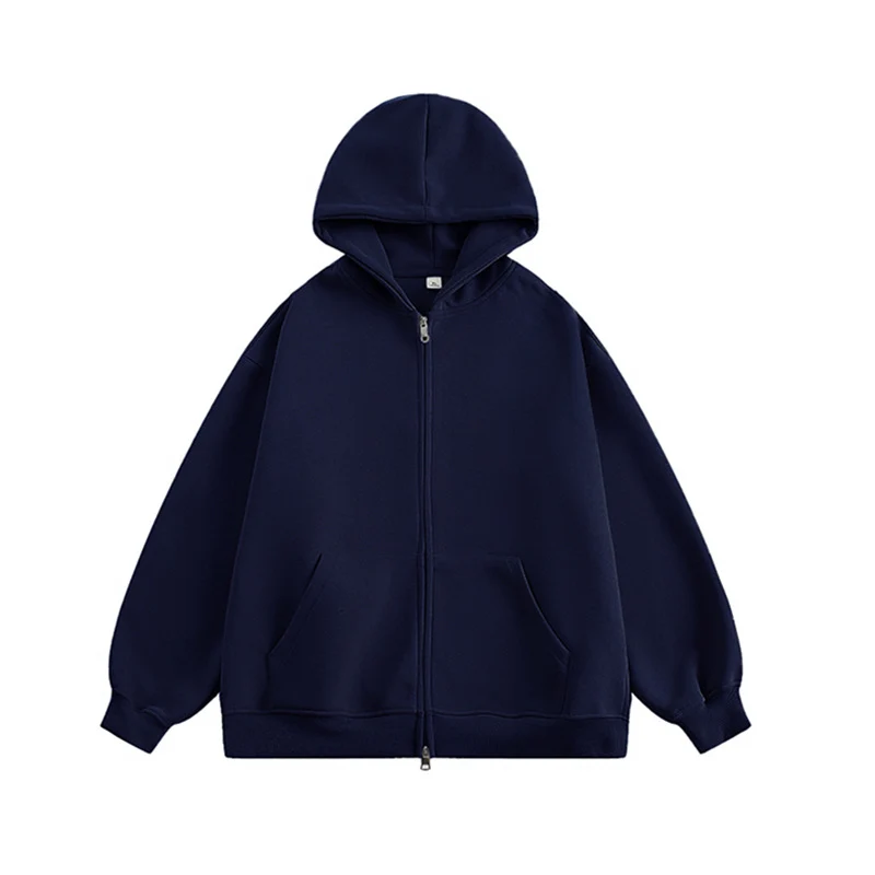 Unisex Oversize-Kapuzenjacke mit durchgehendem Reißverschluss und weichem Fleece-Innenfutter Drune