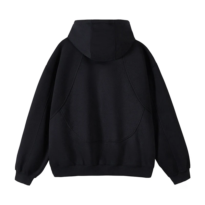 Unisex Oversize-Kapuzen-Sweatjacke mit hohem Stehkragen und durchgehendem Reißverschluss Drune
