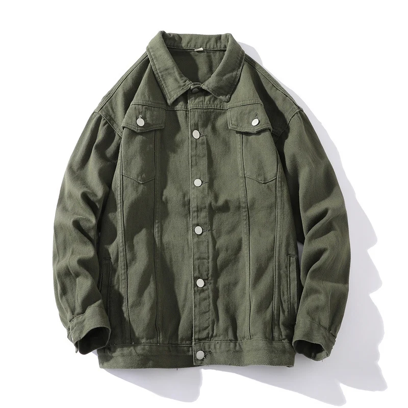 Unisex Oversize-Jeansjacke aus robustem Denim mit Druckknopfleiste Drune