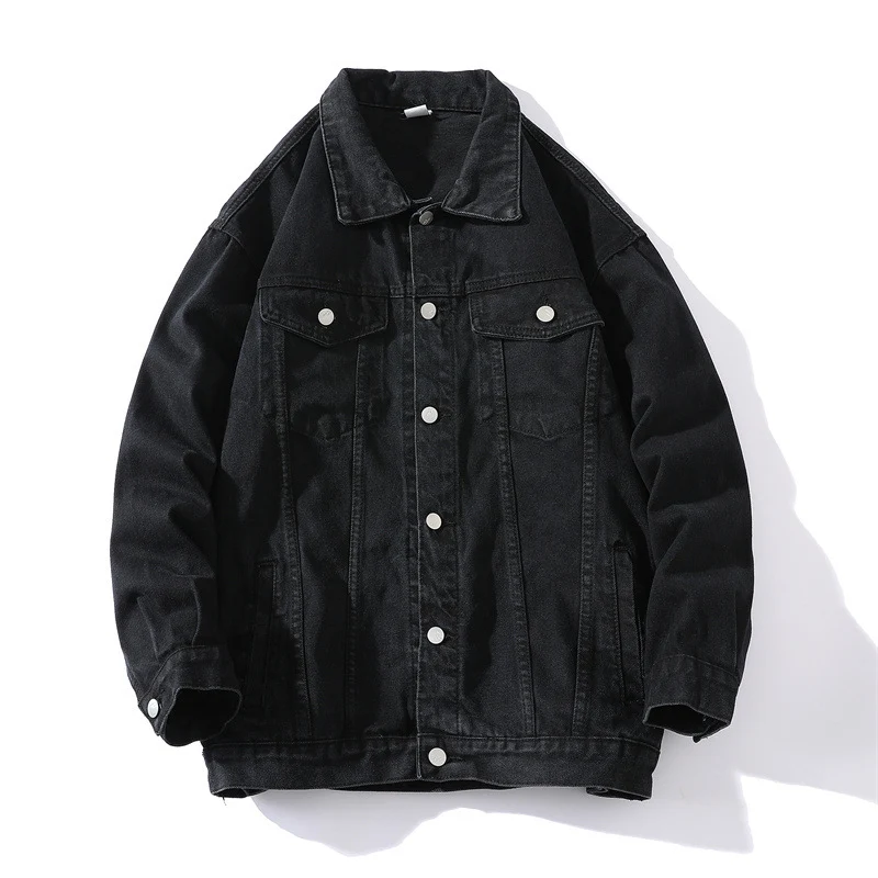 Unisex Oversize-Jeansjacke aus robustem Denim mit Druckknopfleiste Drune