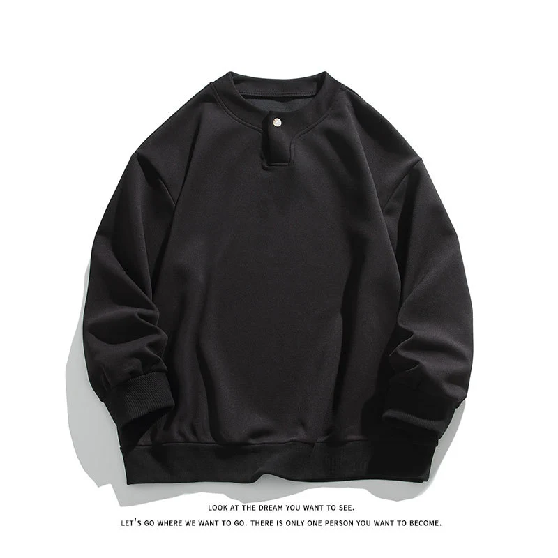 Unisex Oversize-Henley-Sweatshirt mit Druckknopf am Kragen Drune