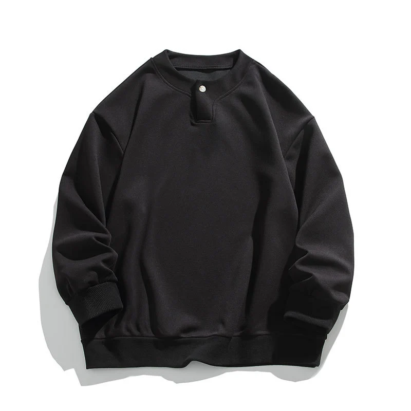 Unisex Oversize-Henley-Sweatshirt mit Druckknopf am Kragen Drune