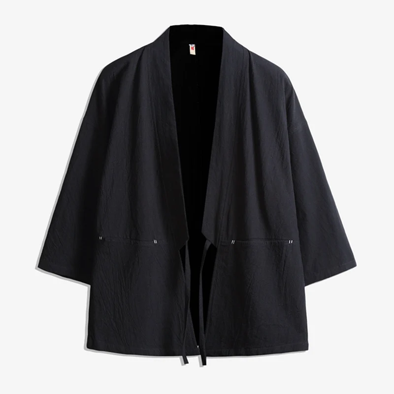 Unisex Kimono-Jacke im Oversize‑Schnitt aus leichter Baumwollmischung mit Bindegürtel Drune