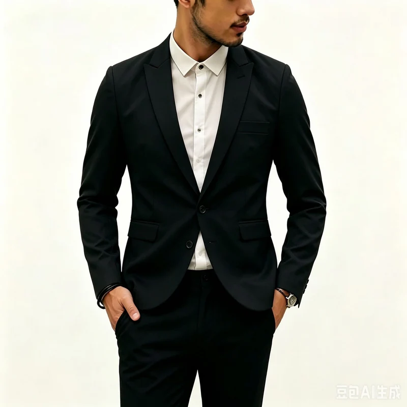 Herren Zweiteiliges Slim‑Fit Anzugset mit schmalem Revers und Stretchgewebe Drune