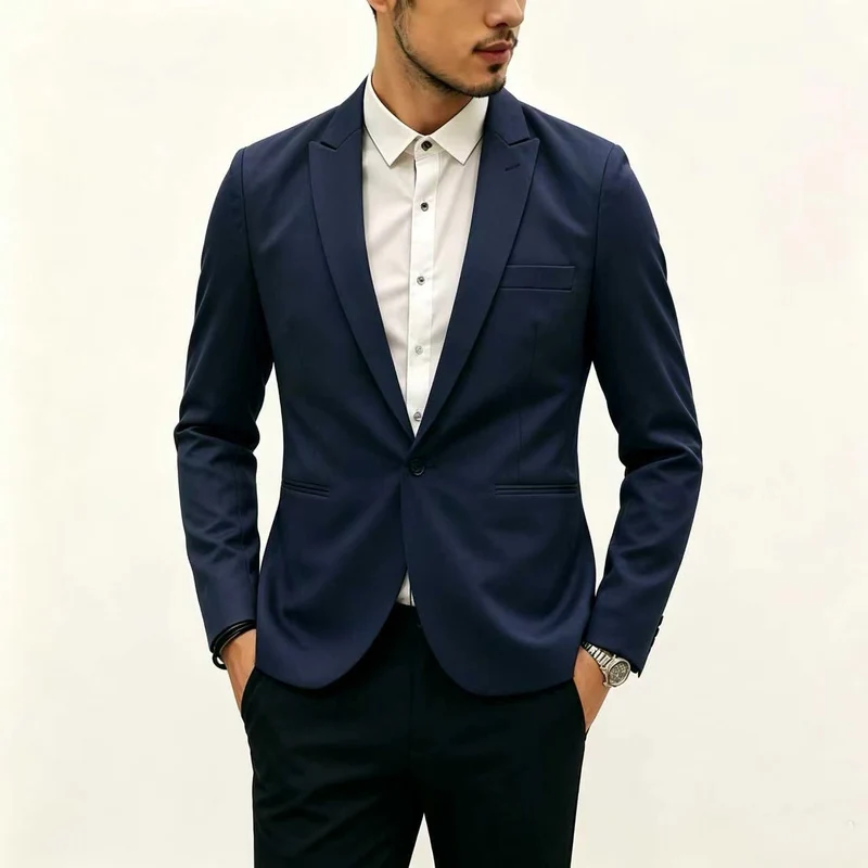 Herren Zweiteiliges Slim‑Fit Anzugset mit schmalem Revers und Stretchgewebe Drune