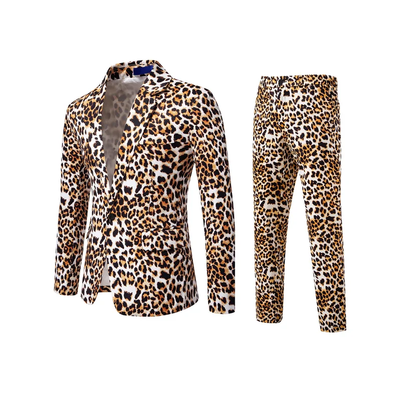 Herren Zweiteiliges Satin-Anzugsset mit grafischem Allover‑Print und schmaler Silhouette Drune