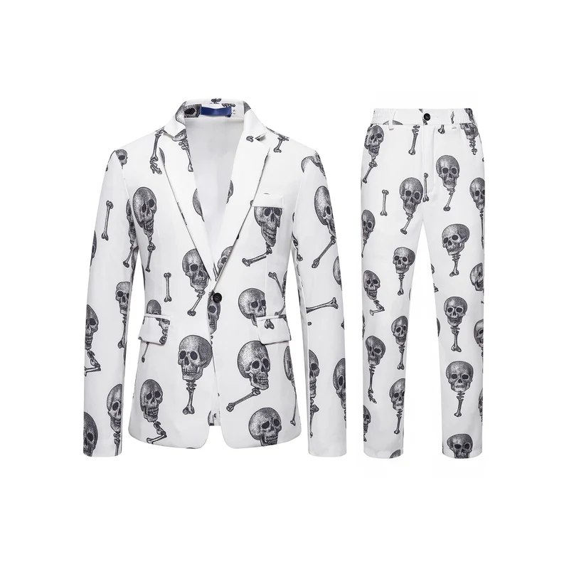 Herren Zweiteiliges Satin-Anzugsset mit grafischem Allover‑Print und schmaler Silhouette Drune