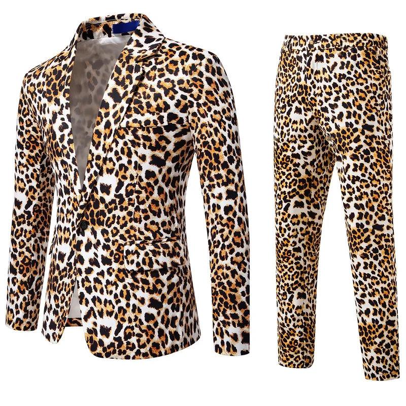 Herren Zweiteiliges Satin-Anzugsset mit grafischem Allover‑Print und schmaler Silhouette Drune
