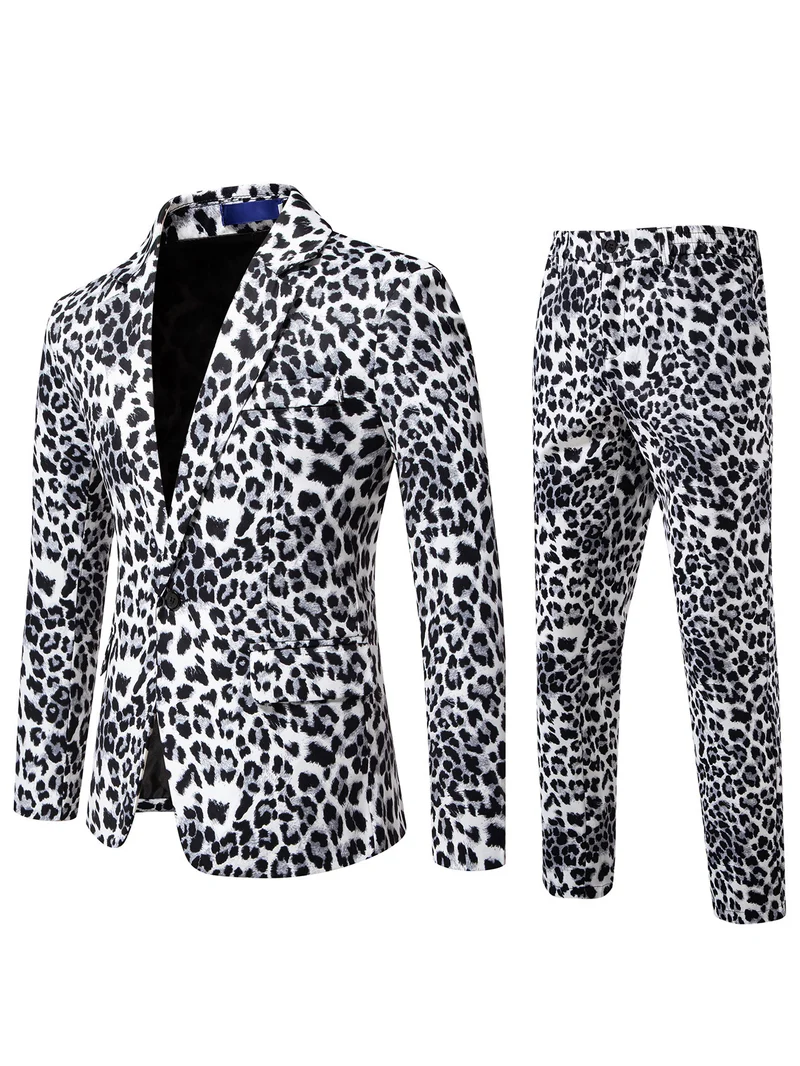 Herren Zweiteiliges Satin-Anzugsset mit grafischem Allover‑Print und schmaler Silhouette Drune