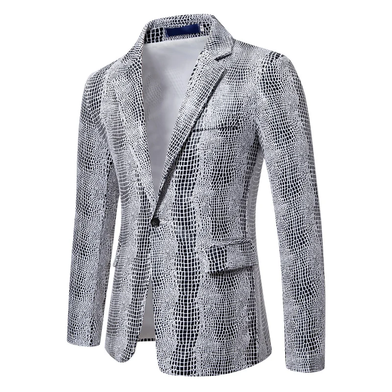 Herren Zweiteiliges Glamour-Anzugset mit metallischem Kroko-Effekt und schmaler Silhouette Drune