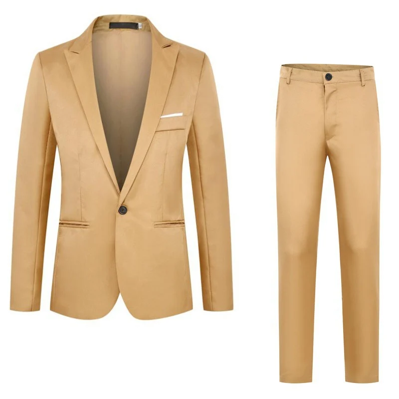 Herren Zweiteiliges Anzugset schlanker Schnitt mit Sakko und flacher Bundhose Drune