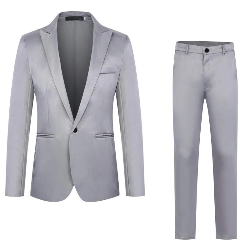 Herren Zweiteiliges Anzugset schlanker Schnitt mit Sakko und flacher Bundhose Drune