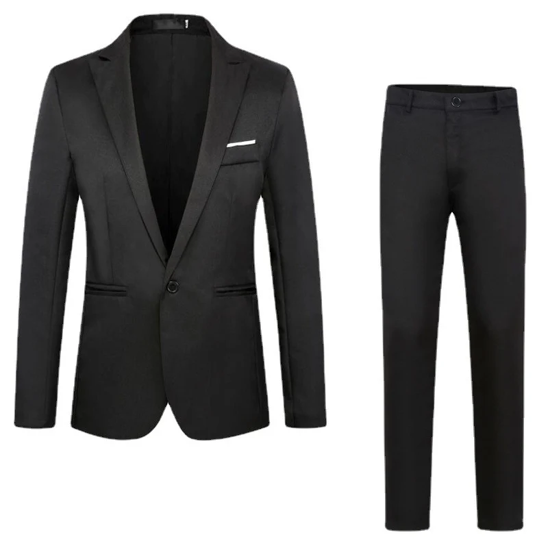 Herren Zweiteiliges Anzugset schlanker Schnitt mit Sakko und flacher Bundhose Drune