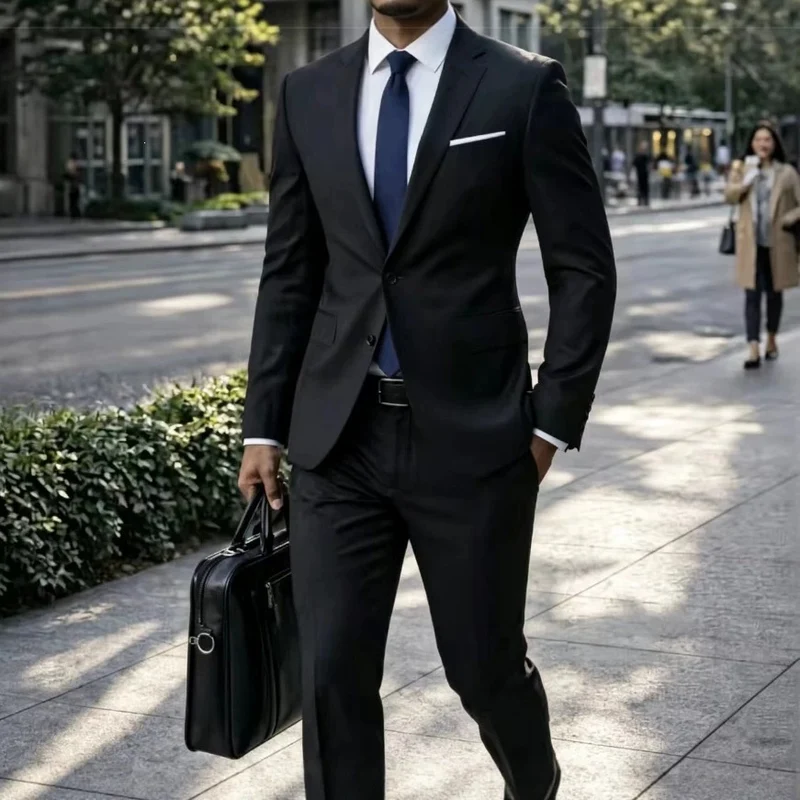 Herren Zweiteiliger Slim-Fit Businessanzug mit tailliertem Revers und schlanker Anzughose Drune