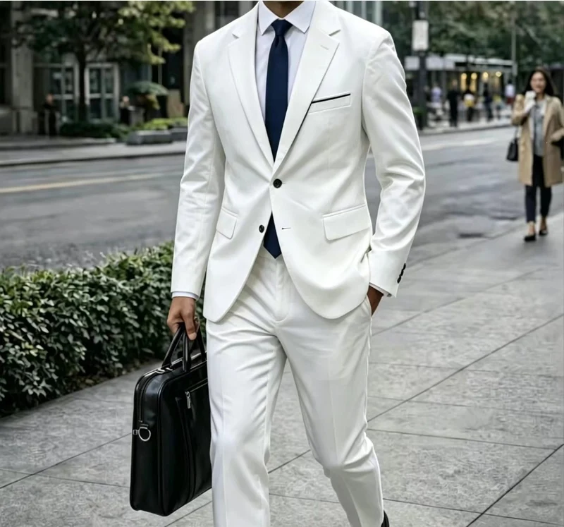 Herren Zweiteiliger Slim-Fit Businessanzug mit tailliertem Revers und schlanker Anzughose Drune