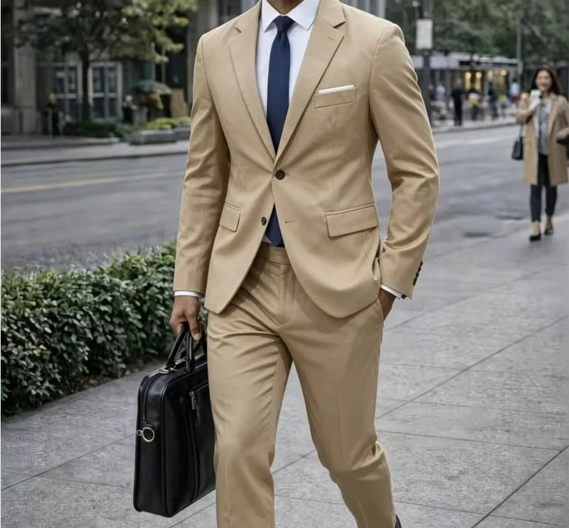 Herren Zweiteiliger Slim-Fit Businessanzug mit tailliertem Revers und schlanker Anzughose Drune