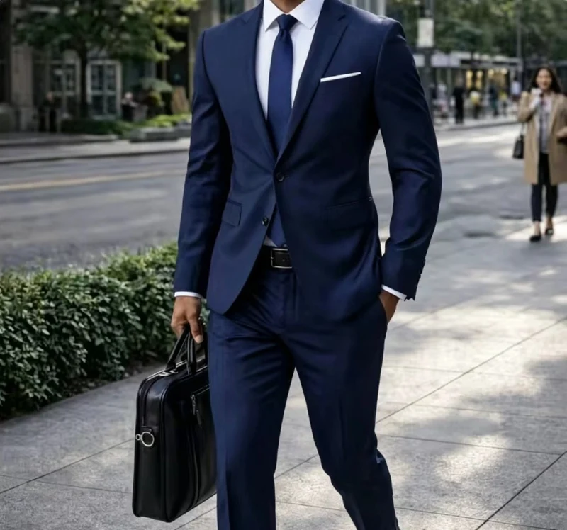 Herren Zweiteiliger Slim-Fit Businessanzug mit tailliertem Revers und schlanker Anzughose Drune