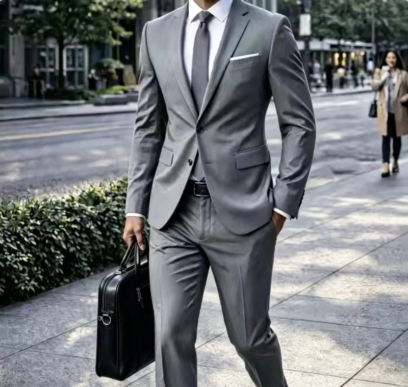 Herren Zweiteiliger Slim-Fit Businessanzug mit tailliertem Revers und schlanker Anzughose Drune