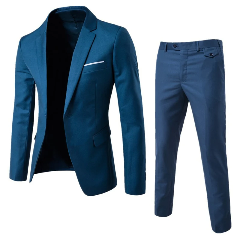 Herren Zweiteiliger Slim-Fit Anzugset mit tailliertem Sakko und schmaler Anzughose Drune