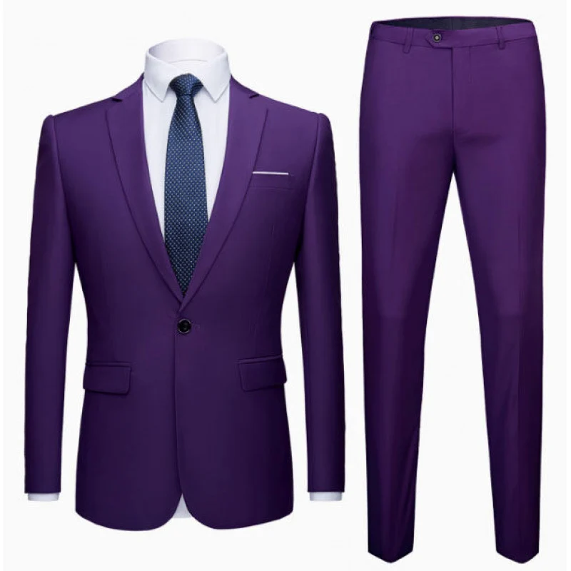 Herren Zweiteiliger Slim-Fit Anzug mit Ein-Knopf-Sakko und schmaler Anzughose Drune