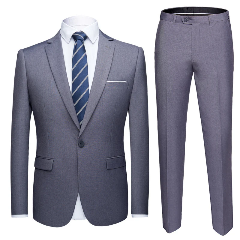 Herren Zweiteiliger Slim-Fit Anzug mit Ein-Knopf-Sakko und schmaler Anzughose Drune