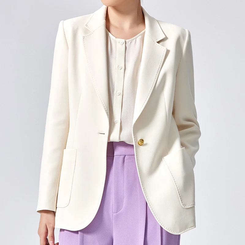 Damen Taillierter Longline-Blazer mit aufgesetzten Taschen, Ein-Knopf-Verschluss und leicht gerafften Ärmeln Drune