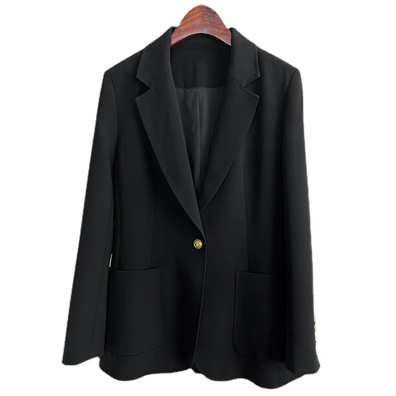 Damen Taillierter Longline-Blazer mit aufgesetzten Taschen, Ein-Knopf-Verschluss und leicht gerafften Ärmeln Drune