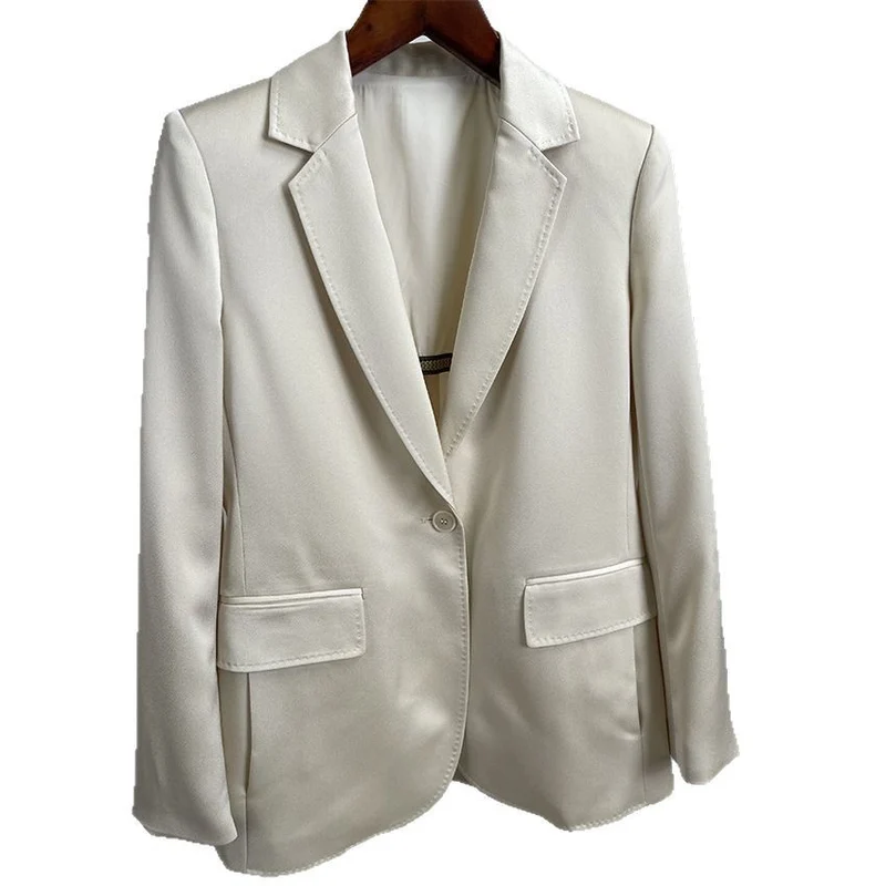 Damen taillierter leichter Ein-Knopf-Blazer mit Pattentaschen Drune