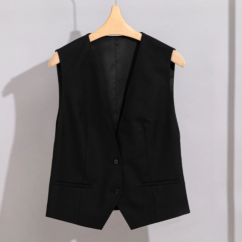 Damen Taillierte ärmellose Anzugweste mit dezenter V‑Front und Paspeltaschen Drune