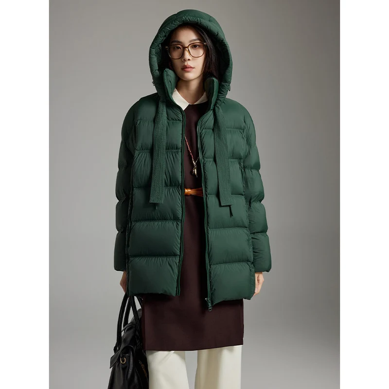 Damen Steppige wärmende Daunenjacke mit Kapuze und weiter Silhouette Drune