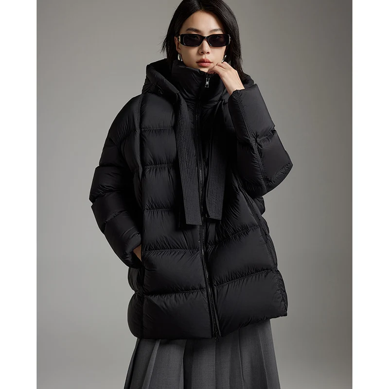 Damen Steppige wärmende Daunenjacke mit Kapuze und weiter Silhouette Drune