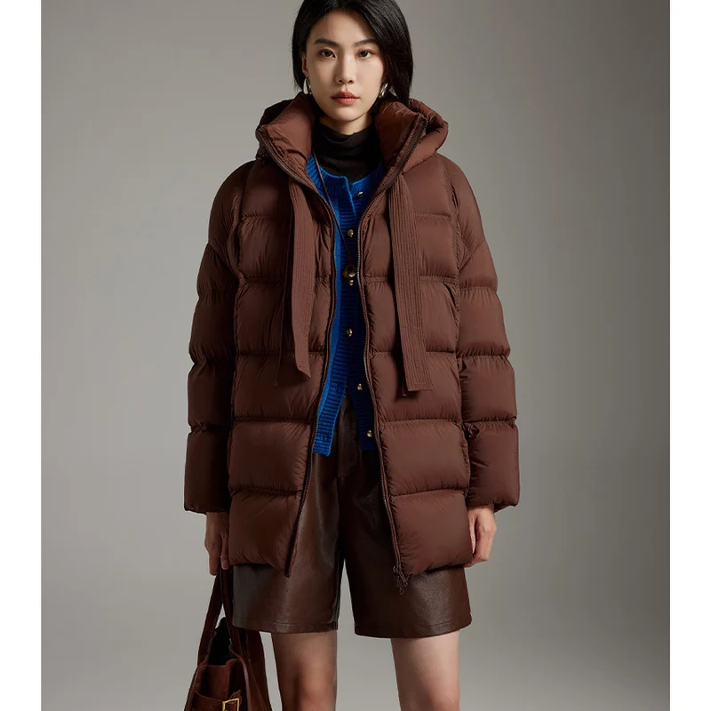 Damen Steppige wärmende Daunenjacke mit Kapuze und weiter Silhouette Drune