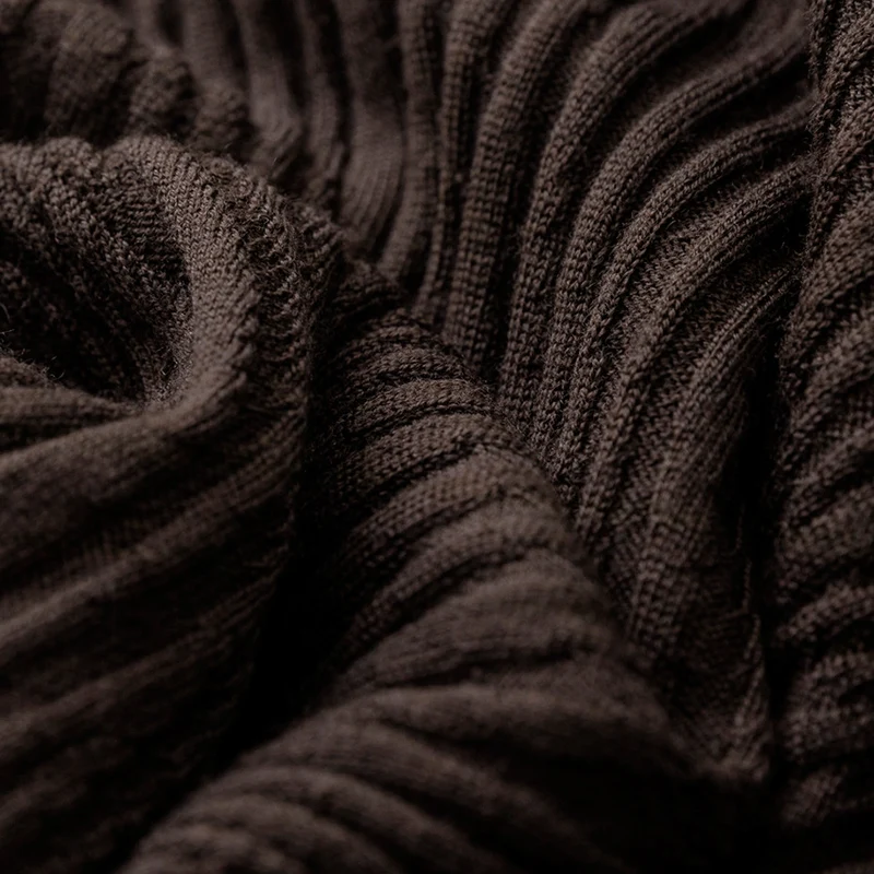 Damen Schlanker Feinstrick-Rollkragenpullover mit wellenförmiger Rippstruktur Drune