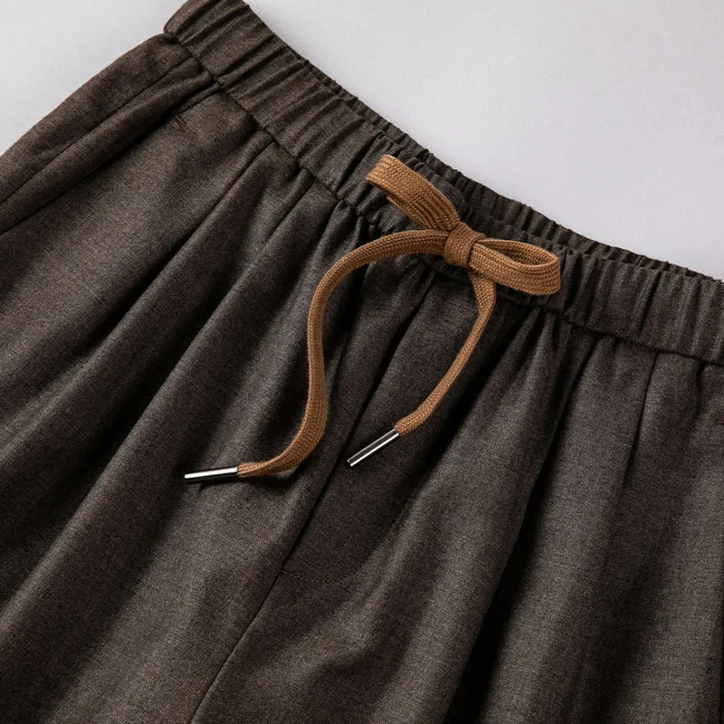 Damen Relaxed-Hose mit elastischem Bund, Tunnelzug und geradem Bein Drune