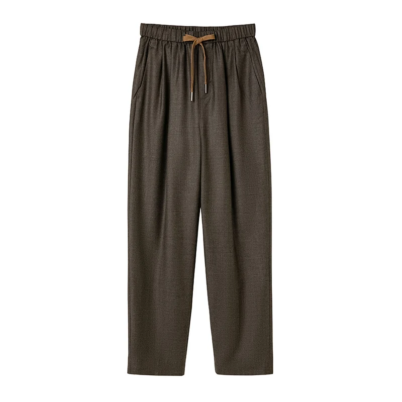 Damen Relaxed-Hose mit elastischem Bund, Tunnelzug und geradem Bein Drune