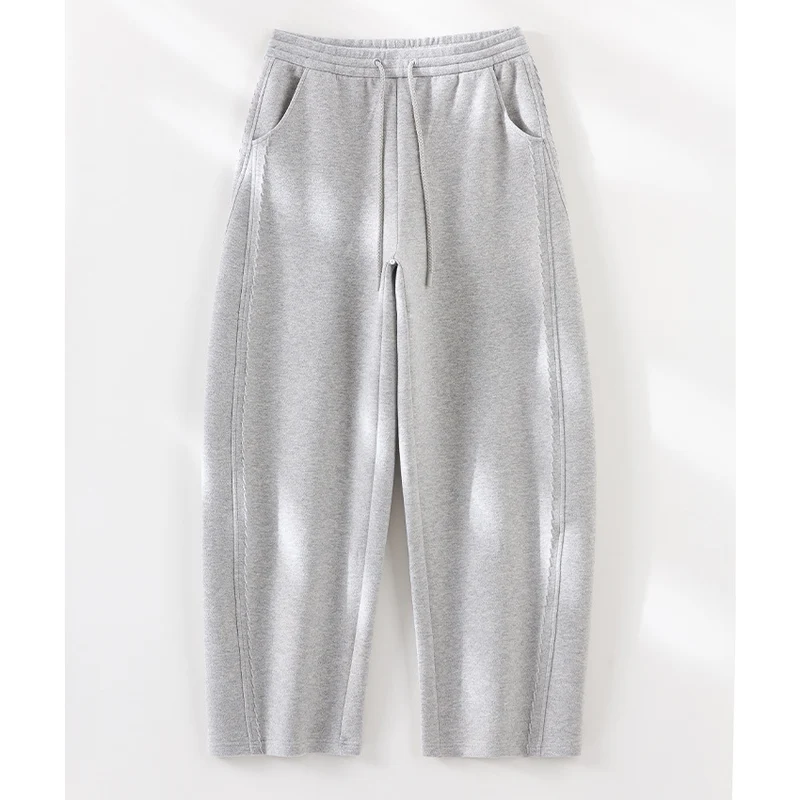 Damen Relaxed-Fleece-Hose mit hoher Taille, Tunnelzug und dekorativer Seitennaht Drune