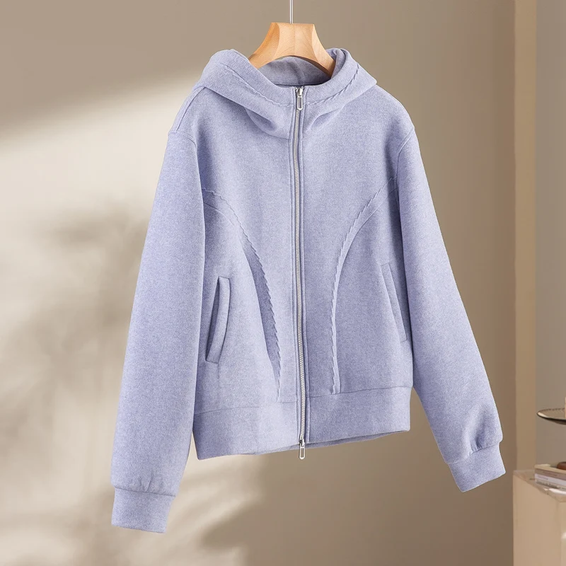 Damen Relaxed-Fleece-Hose mit hoher Taille, Tunnelzug und dekorativer Seitennaht Drune
