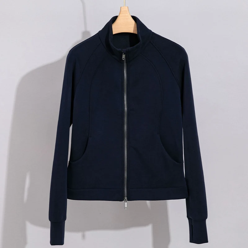 Damen Performance-Trainingsjacke mit Stehkragen und Daumenloch Drune