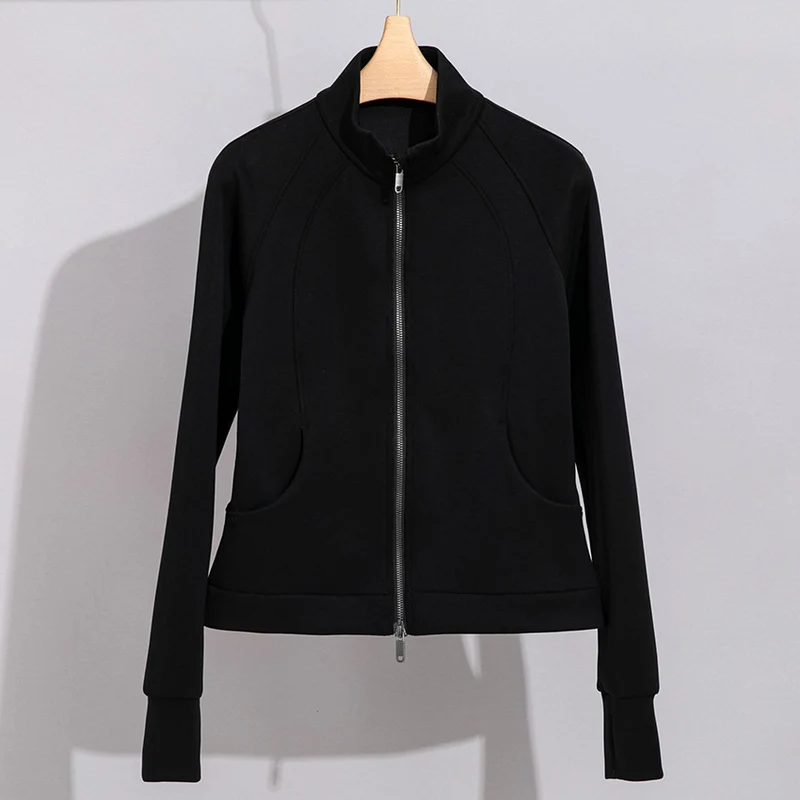 Damen Performance-Trainingsjacke mit Stehkragen und Daumenloch Drune