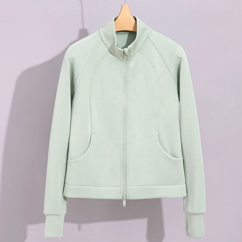 Damen Performance-Trainingsjacke mit Stehkragen und Daumenloch Drune