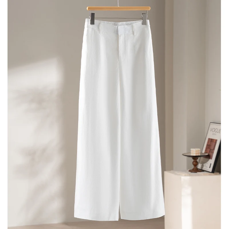 Damen Palazzo-Hose aus leichtem Leinenmix mit hohem Bund und Bügelfalte Drune